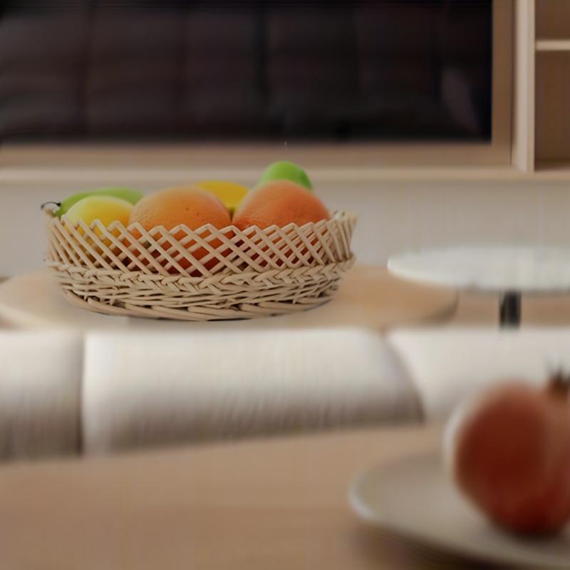 Vintage Rattan Willow Wicker Fruit Bowl Handmade Home Decor Dried Fruit Tray Bread Basket Snacks Sundries Basket