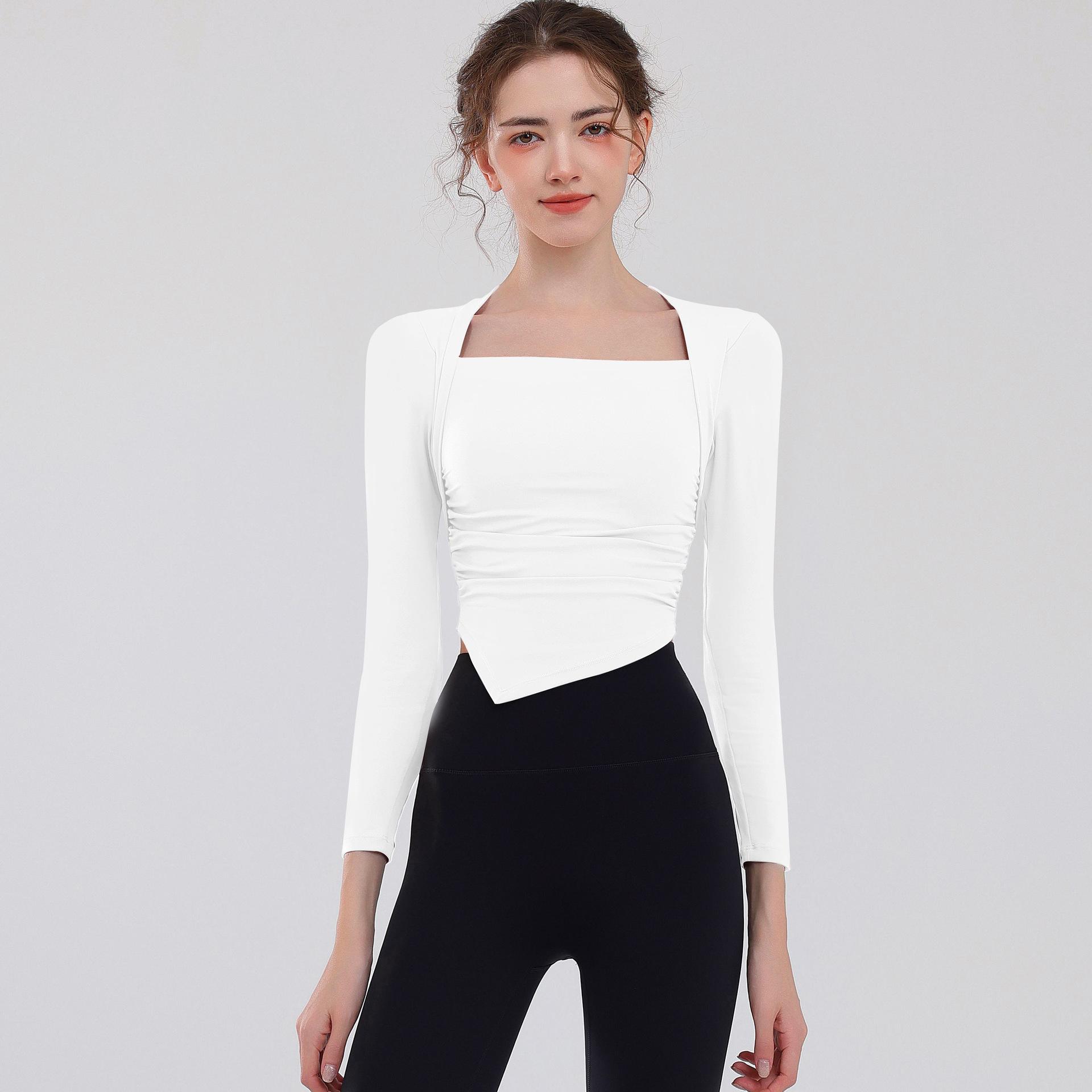 

Новый быстросохнущий топ с длинными рукавами, высокой эластичностью, ощущением «нюд», вырезом на спине, облегающего кроя, спортивная одежда для фитнеса для женщин XL белый