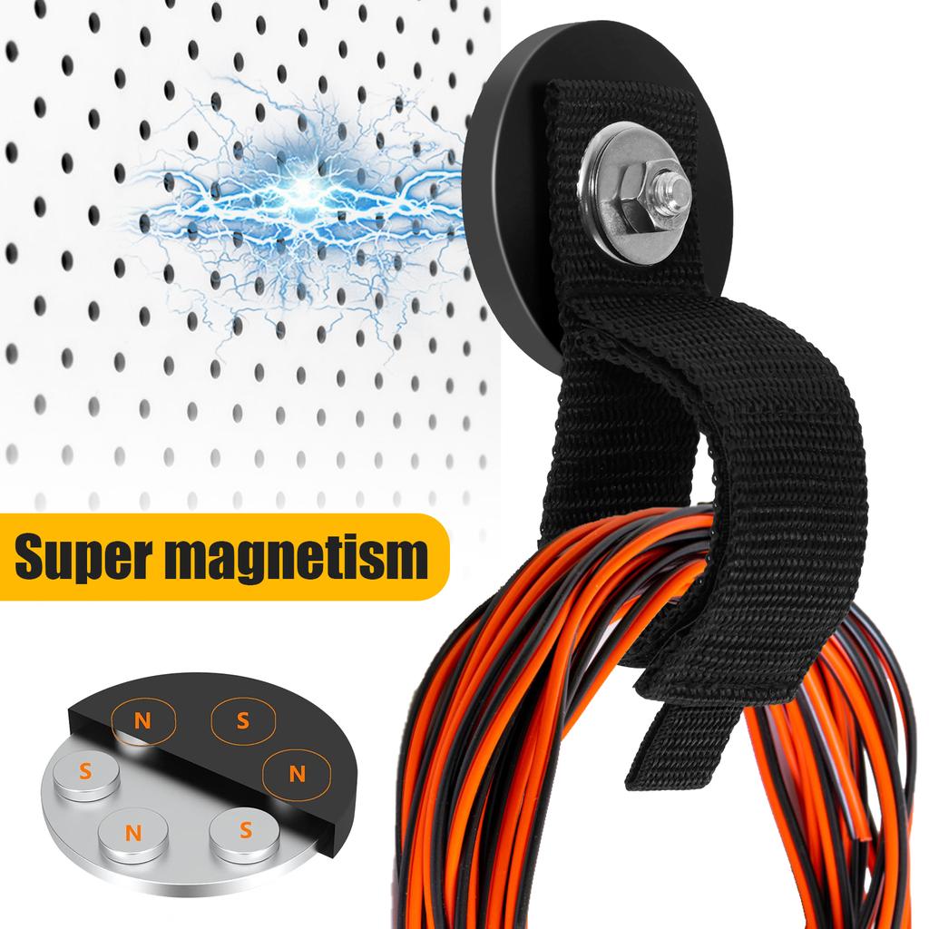 2Pcs Heavy Duty Magnetic Hooks Strap Cable Storage Organizer Magnetic Hooks Holder for Cable Rope Garden Hose Storage Tool