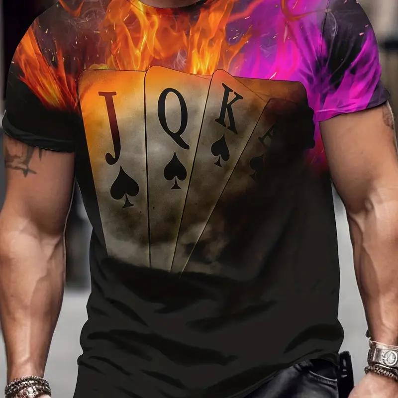 Poker Theme T-Shirt 3d Digital Print Graphic camisa hombre Causal Tees Short Sleeves Comfortable Pullover Tops Men's Clothing