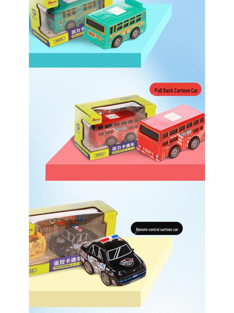 Cartoon Car City for Kids - Remote Control Bus & Taxi Toy Set
