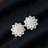Dazzling Flower Shaped Stud Earrings Full with CZ for Women Daily Wear Temperament Accessories Fancy Gift Fashion Jewelry
