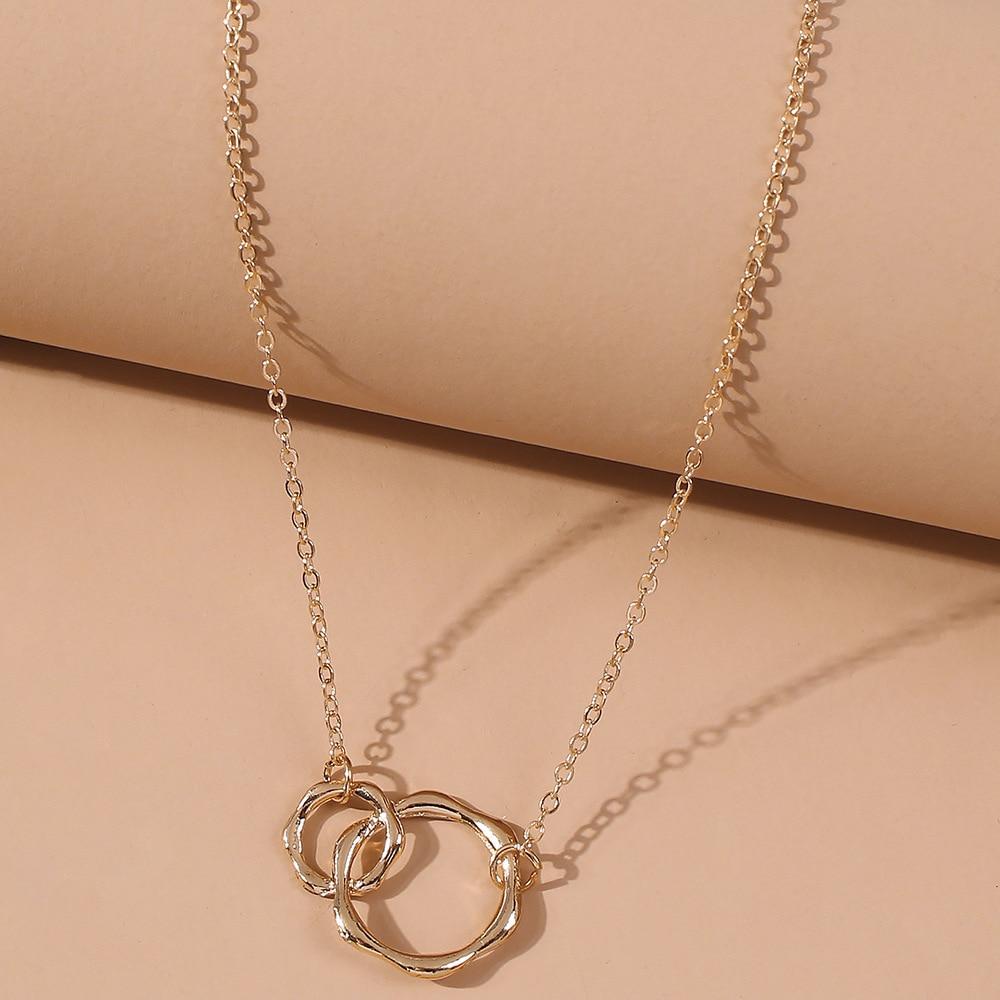 Bohemian Double Circle Gold Color Clavicle Chain Choker Necklace For Women Boho Collares De Moda