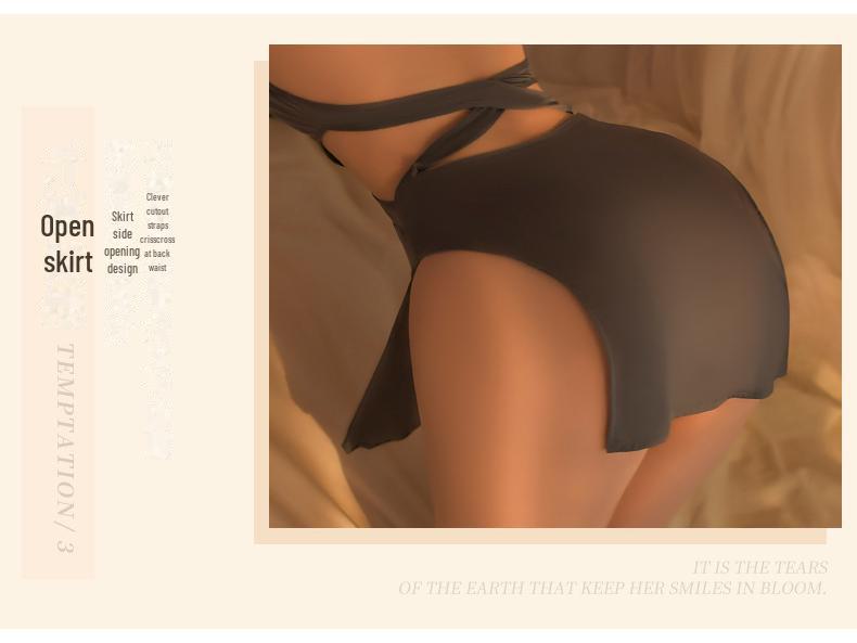 Manyan Sexy Cross Hollow Halter Gât Cheongsam Nightclub Lenjerie într-o bucată 