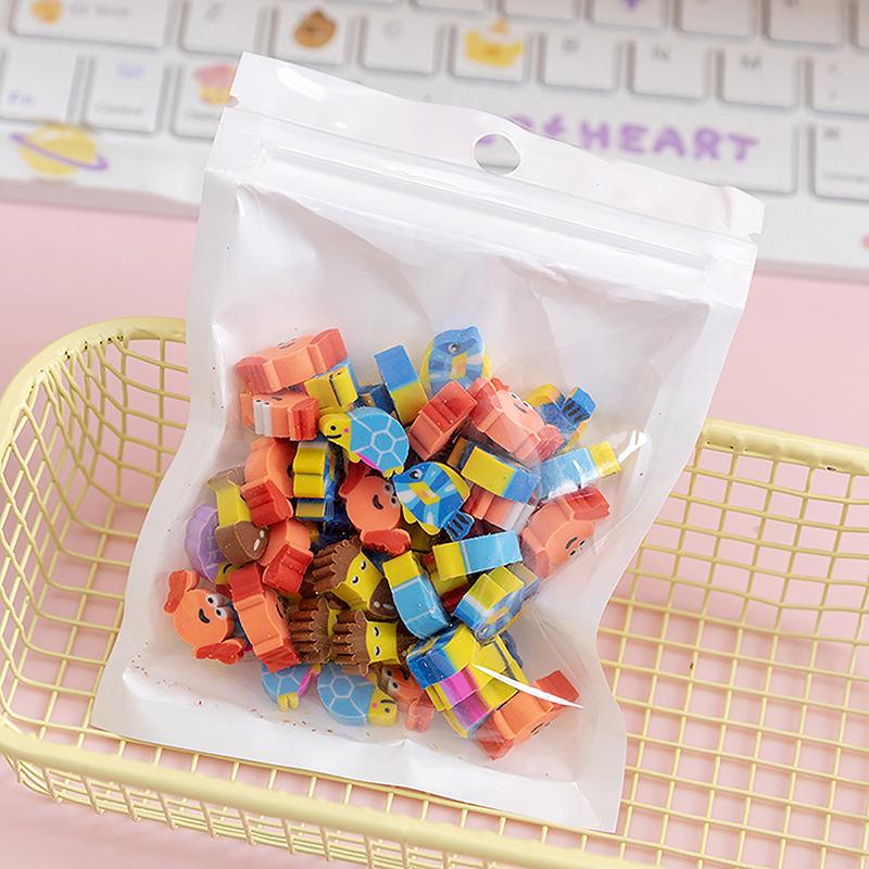 50Pcs/Bag Kawaii Eraser Creative Cartoon Mini Pencil Rubber Animal Fruit Christmas Erasers For Kids School Stationery Supplies