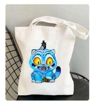 K-Pop Demon Hunters Folk Art Mascot Eco Tote: The Adorable Derpy Tiger & Sussie Magpie Canvas Bag - White