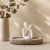 Compact Romantic Indoor Sculpture 3D Printed Abstract Couple Statue, Minimalist Couples Bedroom Decor, White Hugging Lovers Sculptures, Long-lasting