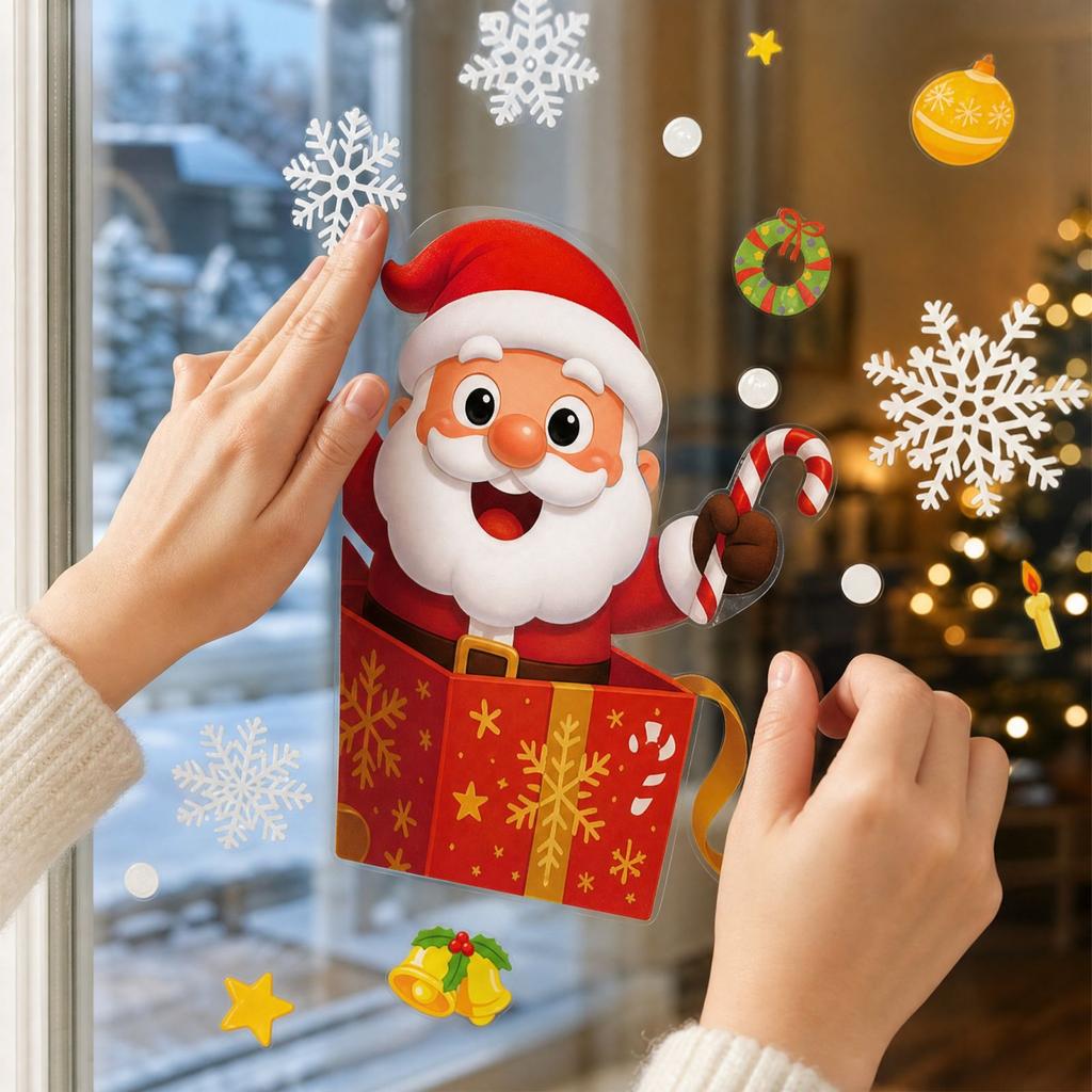 Christmas Glass Stickers Set, Holiday Decals for Festive Home and Party Decorations