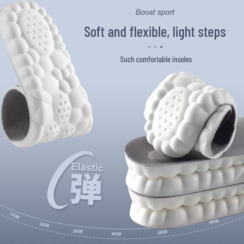 Men s Sports Insoles,  Cloud Step  PU Insoles: Antibacterial, Deodorizing, Sweat-Absorbing, Breathable, High Elasticity, Shock-Absorbing. Size 43-44 [Adjustable]
