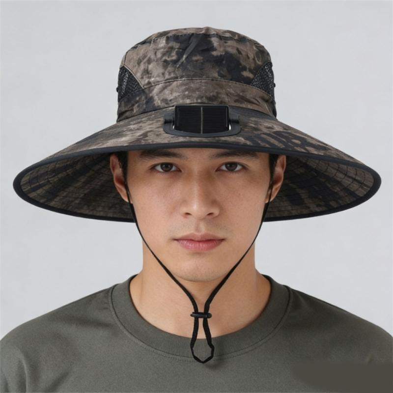 Solar Powered USB Charging Fan Hat With 3 Adjustable Speeds For Outdoor Use Such As Hiking And Fishing