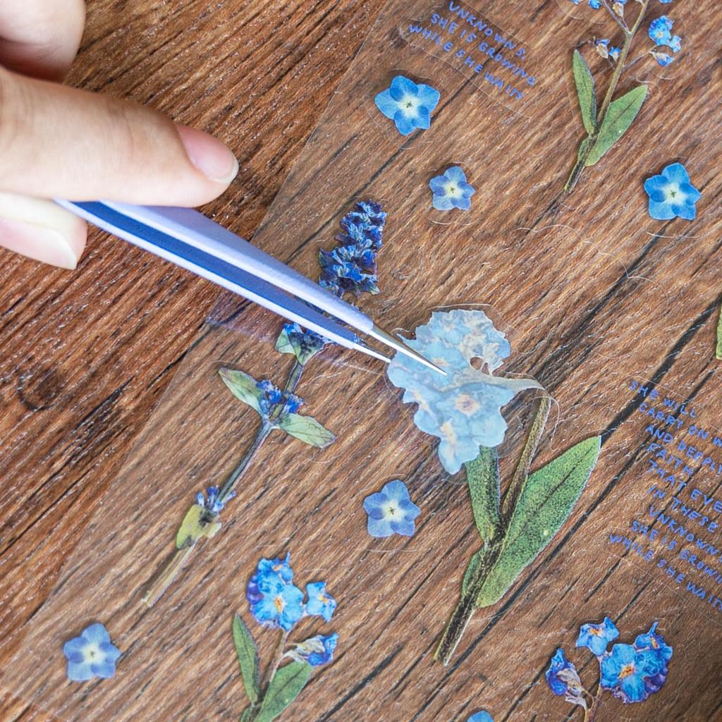 12 Folhas de Scrapbook de Flores Decorativas Planta em Destaque PET Transparente para Fotos e Artesanato DIY Adesivos, Adesivos, Adesivos, Adesivos, Material,