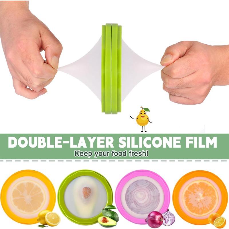 1-10PCS Silicone Food Storage Container Double Sided Lid Mini Fridge Organizer for Fruits Vegetables Fresh Keeping Kitchen Box