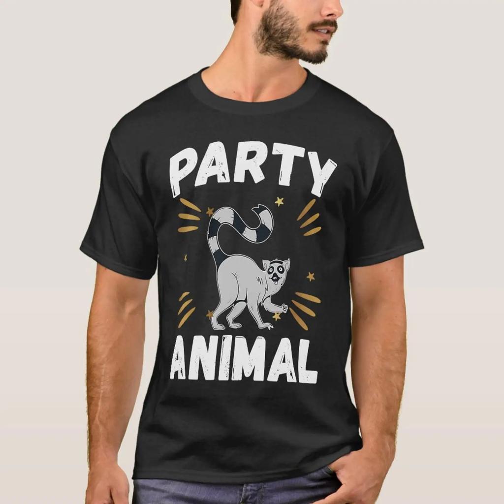 Party Animal Lemur Birthday Cool Squad Theme Part T Shirt Vintage Graphic Top For Everyday Wear Designer Clothes