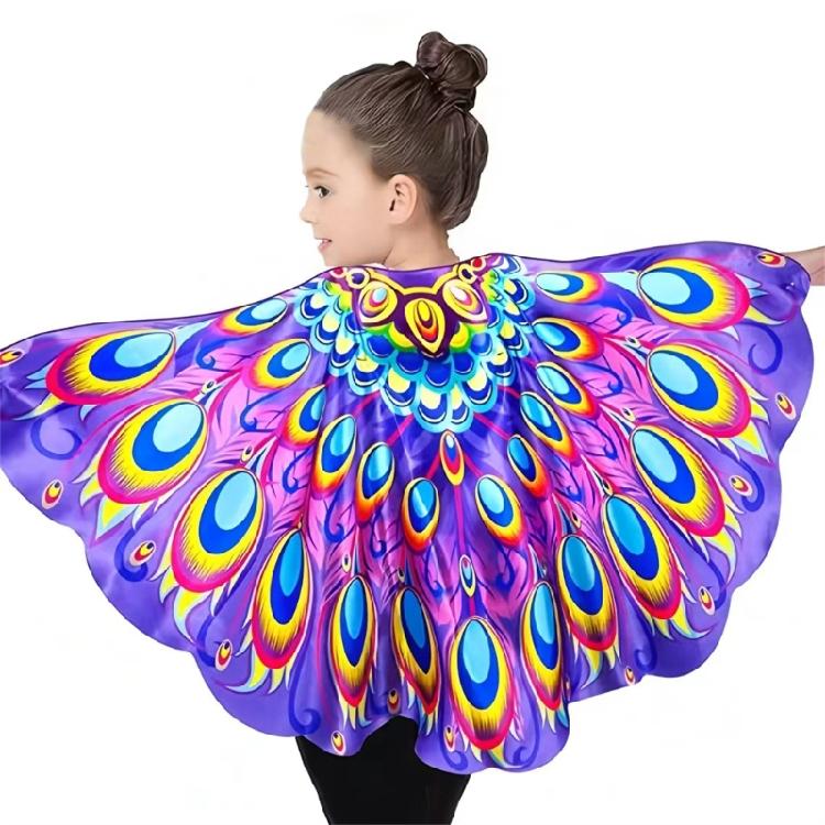 

Peacocks Inspired Childrens Decorative Shawl Lightweight Chiffon Costume Accessory for Role Playing Activity and Fun фиолетовый
