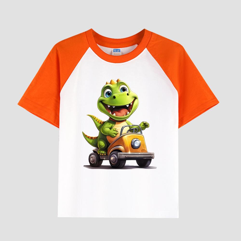 Tricou cu mânecă scurtă pentru copii cu umăr inserat, țesătură de bumbac, top casual pentru băieți la modă pentru vară