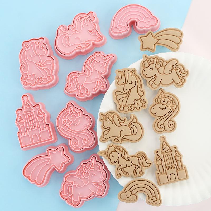 8 Stück/Set Plätzchenausstecher Kunststoff 3D Dinosaurierform Cartoon Pressbare Keksform Plätzchenstempel Küche Backen Gebäck Backzubehör