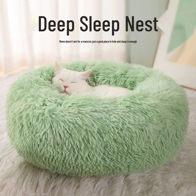 Cozy Winter Nest: Plush Enclosed Deep Sleep Bed for Cats and Dogs