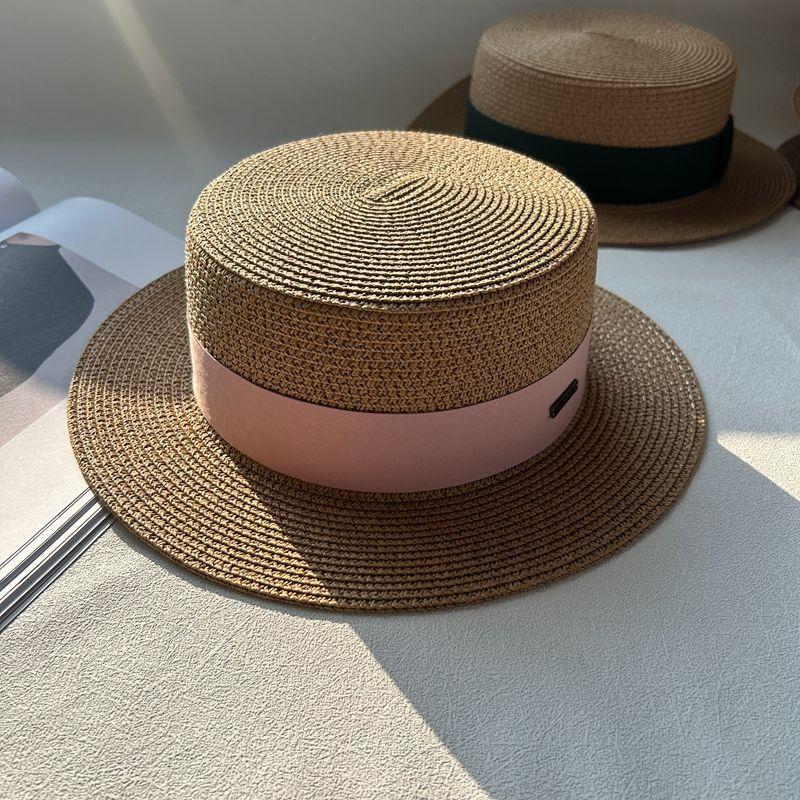 New Hat Women's Spring and Summer Flat Top Top Hat Adjustable French British Sunshade Sunscreen Travel Versatile Seaside
