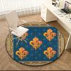 1pc Medieval royal coat of arms and iris Round carpet Painted Printed circular carpet, home door mat, outdoor travel protection carpet