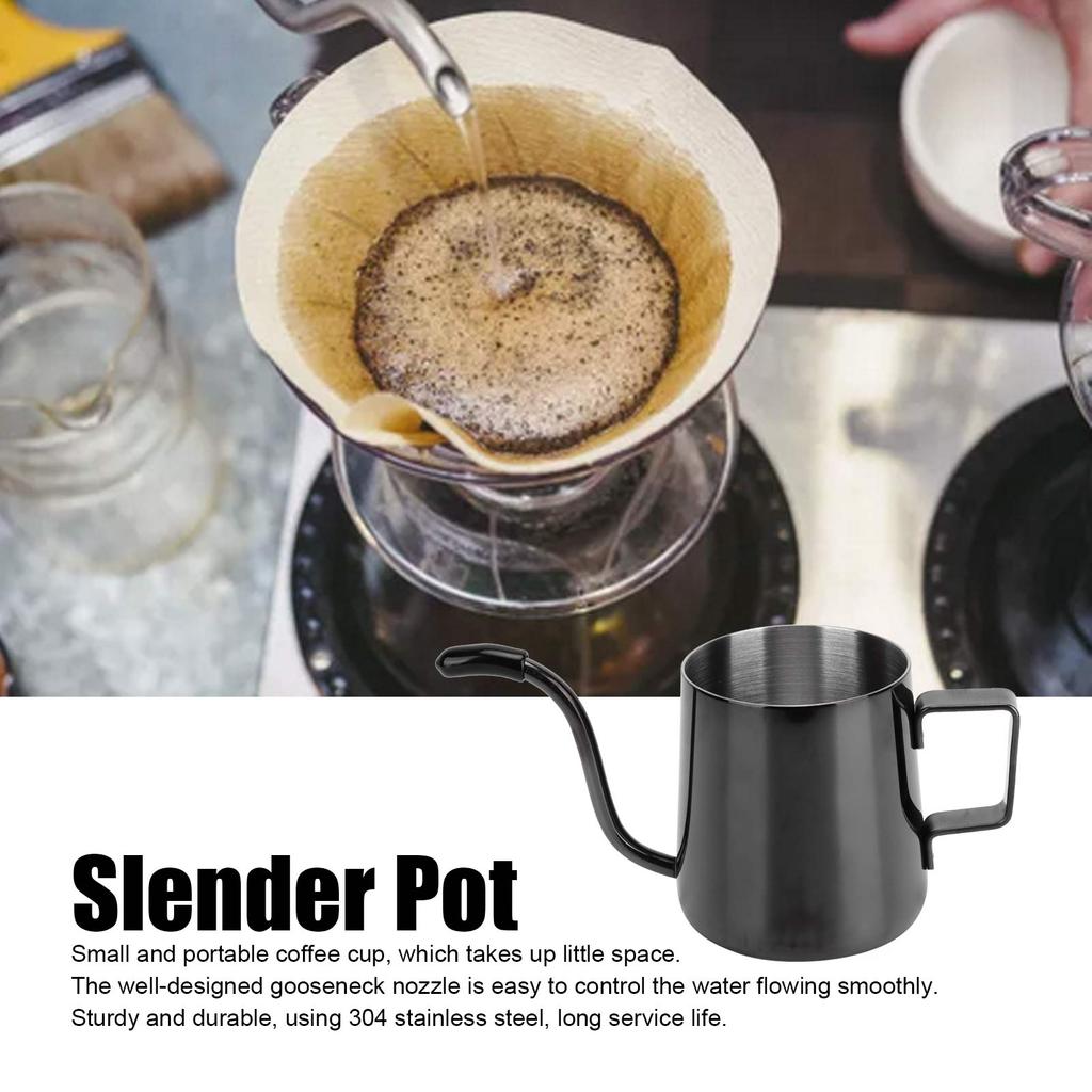 240ml 304 Stainless Steel Slender Pot   Manual Coffee Kettle for Home Restaurant