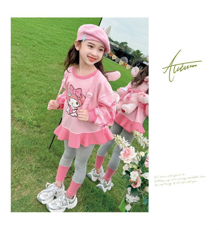 Girls' Toddler Long Sleeve Korean Style Casual Sweatshirt and Dress Set for Spring and Autumn