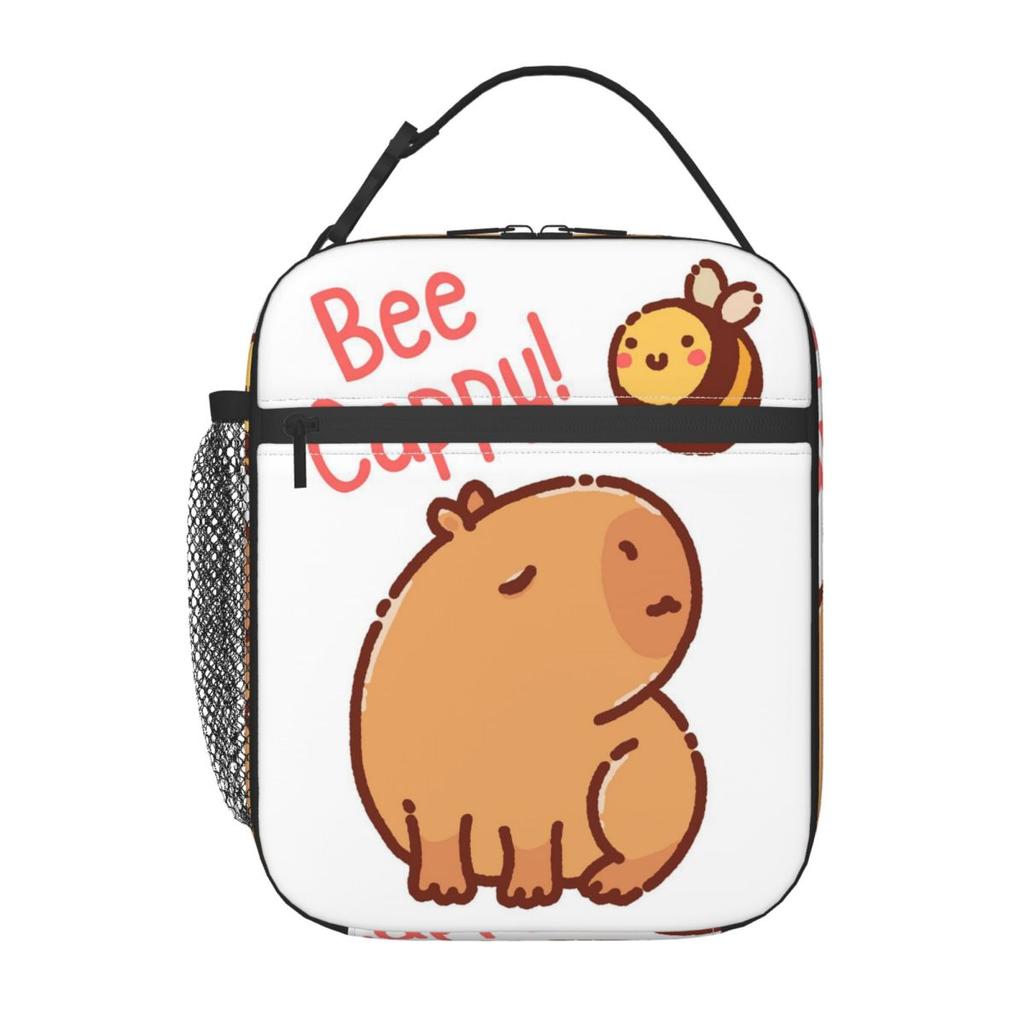 Bee And Capybara Bee Cappy Insulated Lunch Bag for Women Children Portable Food Boxes Thermal Lunch Box Tote