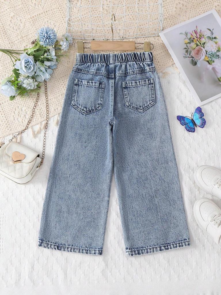 Cute and Sweet Bow Pattern Single-piece Girls' Casual Outdoor Trousers, New Spring/summer Arrival