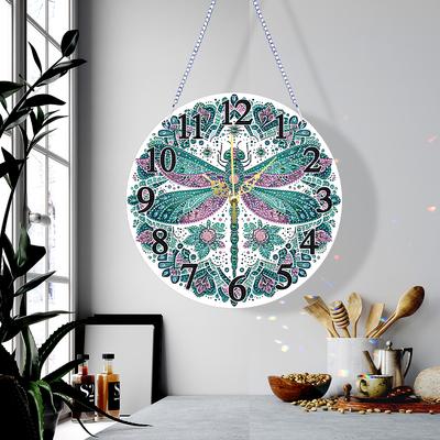 2D Flat DIY Irregular Shaped Drilling Diamond Painting Clock Pendant 5D Hanging Clock Art Craft for Living Room Decoration