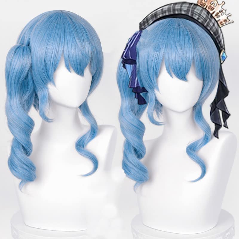 Cosplay Wig, Suisei Hoshima, Light Blue, Mixed Color, Heat-Resistant, Type A