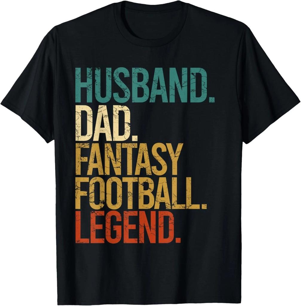 Husband Dad Fantasy Football Legend Funny Men Retro Diy Gift T- Shirt