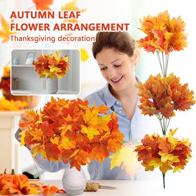 Maple Leaf Artificial  Leaves Branches Fake Fall Flower Arrangement Thanksgiving Decoration Home Kitchen Table Centerpiece