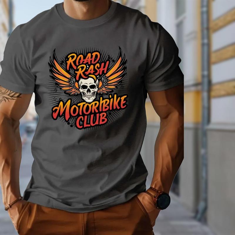 

Новая летняя мужская модная футболка с принтом крыльев скелета, мужская футболка, топ 8XL серый