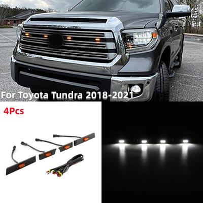 4Pcs/set Car Front Hood Grille LED Lights White/Amber Light with Harness Car Light Replacement Fit for Toyota Tundra