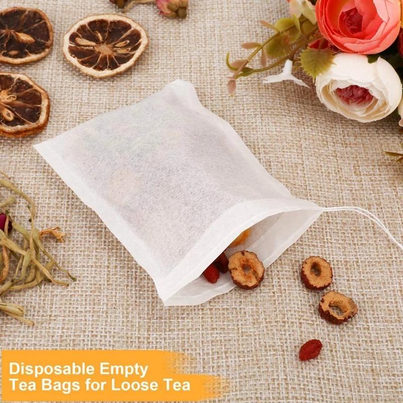 100pcs Tea Bags Non-woven Fabric Tea Filter Bags for Spice Tea Infuser with Heal Seal Disposable Seal Spice Filters Teabags