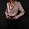 Yousheng Women Shirt Lapel Swing Collar Long Sleeve Shirt Solid Color Loose Fit Casual Tops Office Vacation Wear
