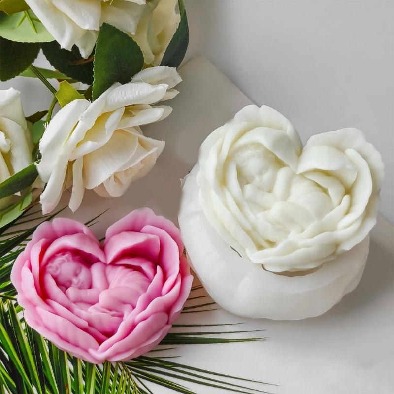 Silicone Molds Candle Making Moulds Handmade Candle Supplies Flower Shape Resin Crafting Molds Jewelry Making Accessory