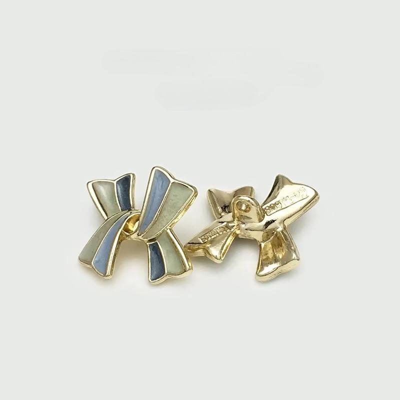 10PCS Of National Style Enamel Colorful Metal Buttons Burnt Blue Palace Oil Square Flower Clothing Button