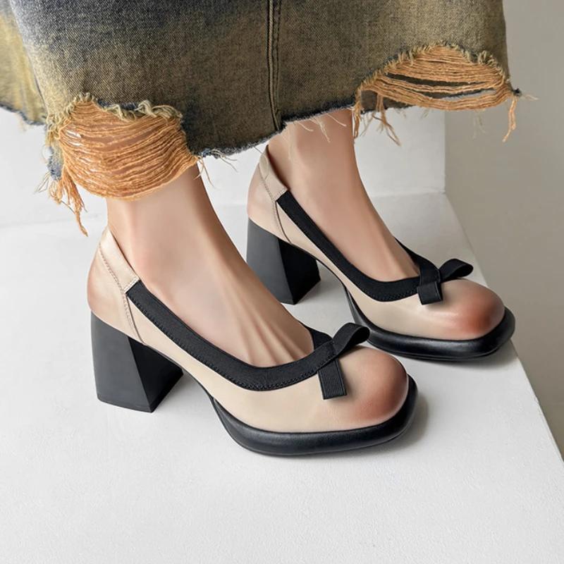 Bow Women High Heels Mary Jane Shoes Platform Sandals 2025 Designer Summer Chunky Lolita Shoes Dress Sexy Leather Pumps Mujer
