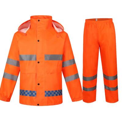 High-Visibility Fluorescent Orange Split Rain Suit