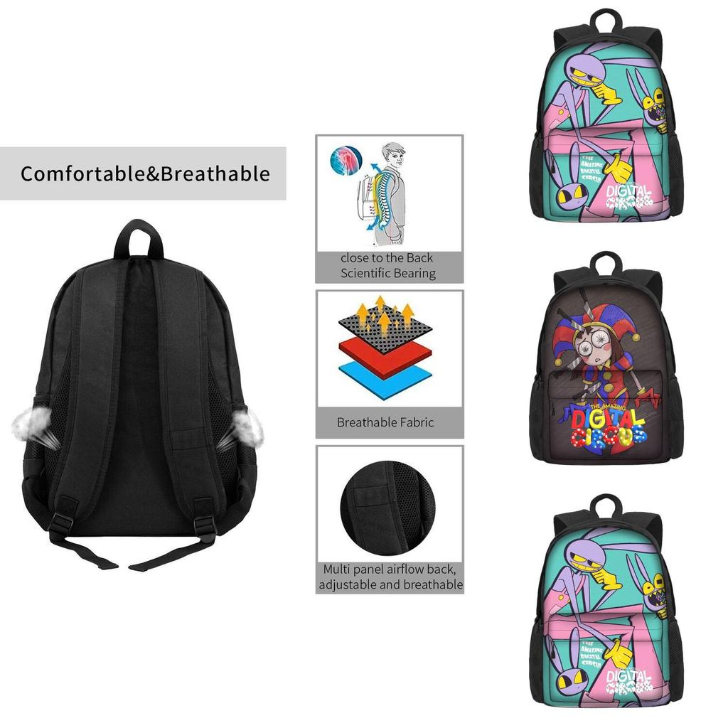 Mochila Escolar O Incrível Circo Digital Para Meninos E Meninas Respirável E Durável 3º-4º Ano Estilo Moderno E Descolado Material Poliéster
