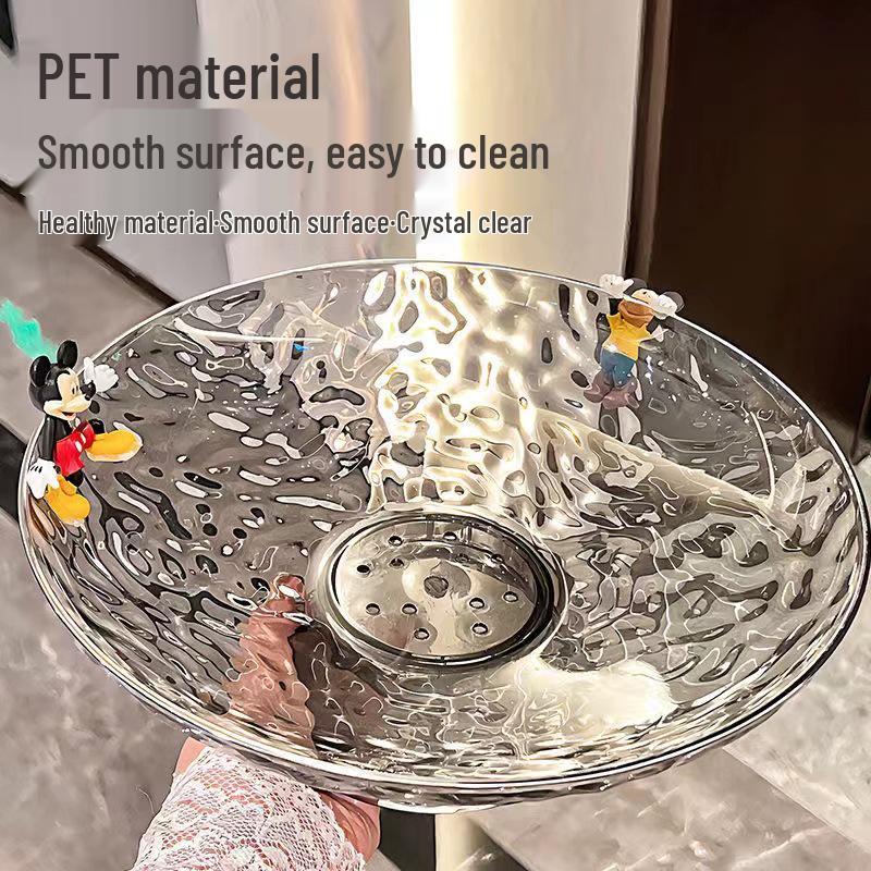 Prato de Frutas Transparente com Ondas de Água: Tigela Elegante para Lanches e Doces para Mesa de Centro