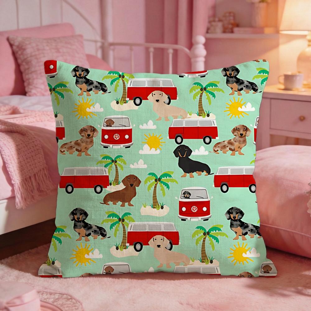 AnimalSausage dogS Cushion Cover Premium Comfort Reversible Pillow Cove Two in One Design for Any Room Car Interior