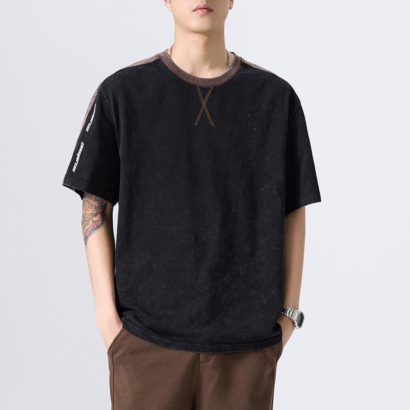 Новая летняя тяжелая футболка с коротким рукавом для мужской одежды больших размеров тонкая футболка с рукавом до локтя M 6249₽