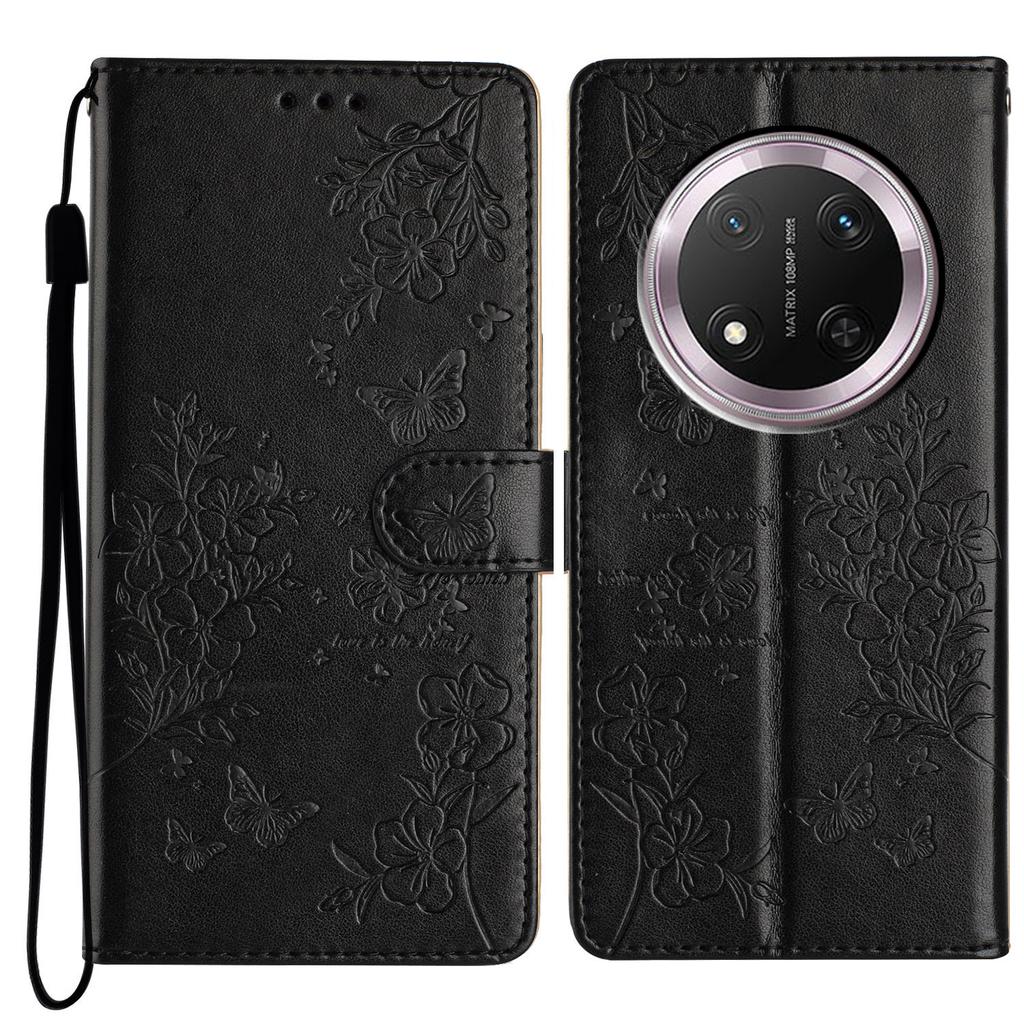 Per Honor Magic7 Lite 5G/X9c 5G/X60 Pro 5G Custodia a Portafoglio per Telefono in Pelle con Patta con Stampa Floreale a Farfalla