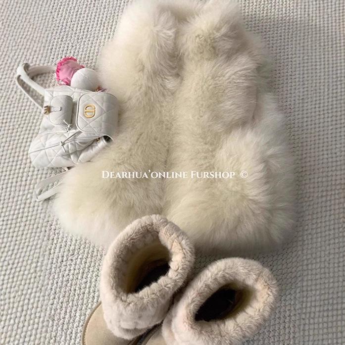 Xiaohua's marshmallow vest imitation fox fur turtleneck clear mountain twilight snow hemp bean fur vest fluffy coat