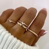 European and American jewelry, trendy ins geometric glass ring 1-piece set, temperament versatile diamond-set stacked jewelry women