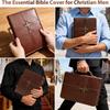 Cross-themed Vegan Leather Bible Cover with Phone Pocket Dust-proof Bible Carrying Case Scratch Resistant Religious Style