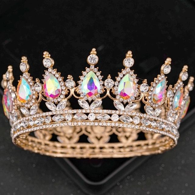 

Золотые диадемы и короны из хрусталя AB, диадема для выпускного вечера, корона для женщин, свадебные аксессуары для волос, ювелирные изделия, корона-тиара