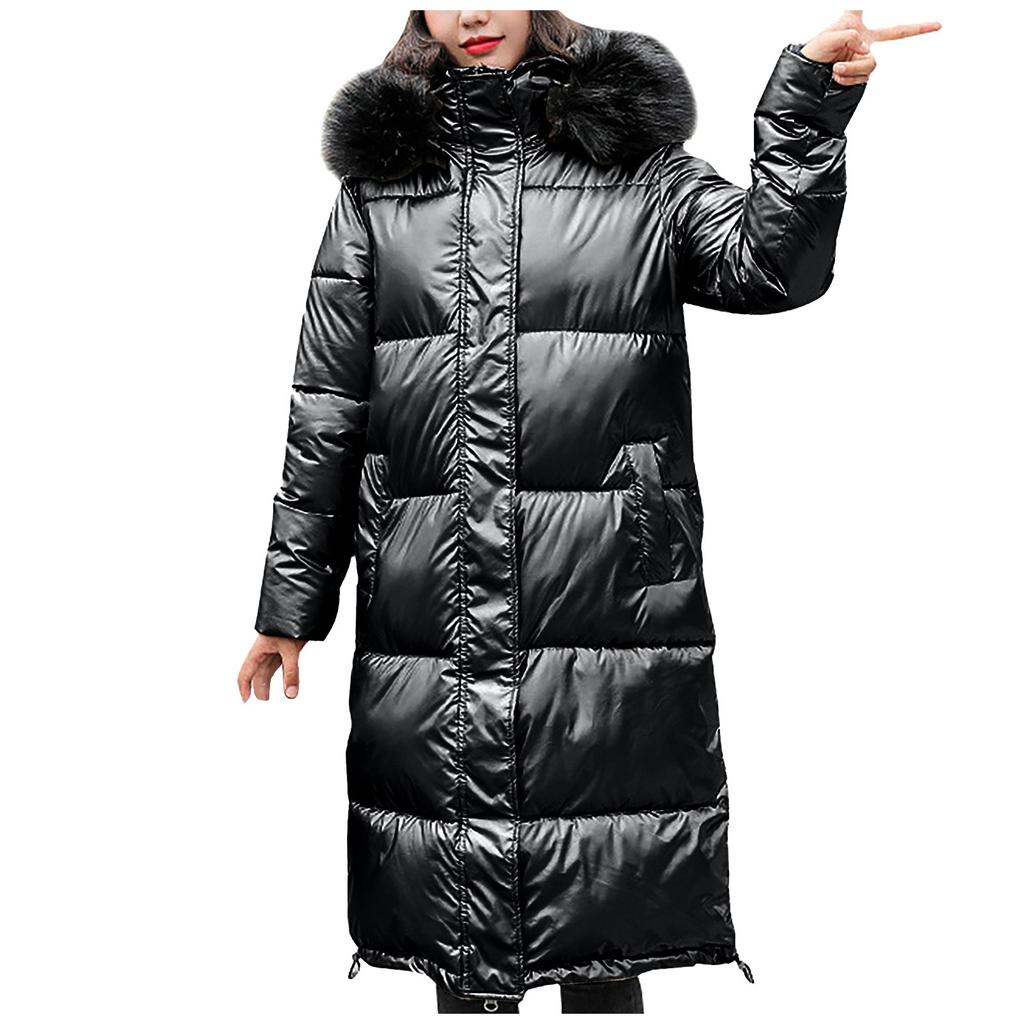 Women Winter Warm  Hooded Thick Warm Slim Jacket Long Overcoat Coat