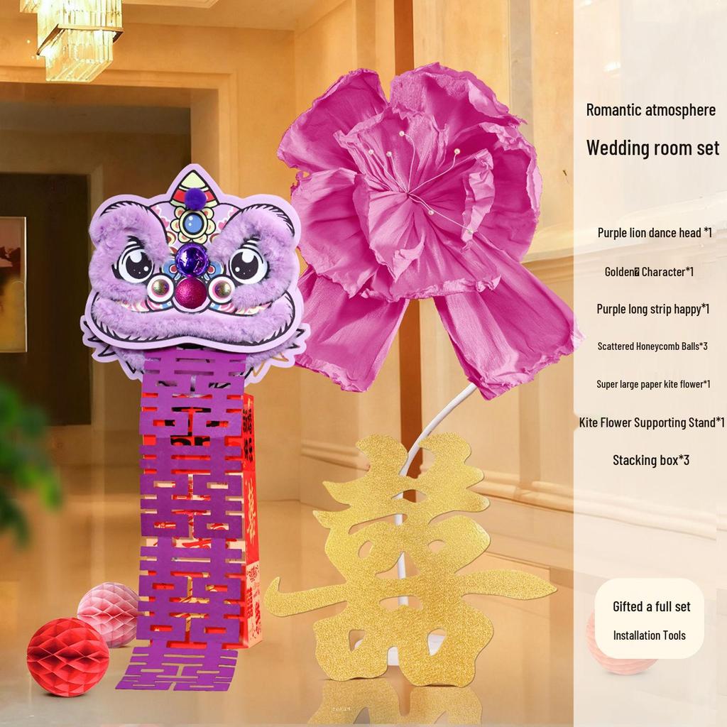 Wedding Decoration Set: Bride’s Bedroom, Living Room & Photography Props with Origami Lion Ornaments